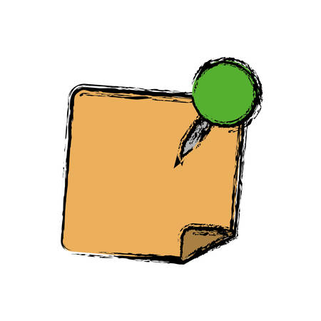 note with office pin icon over white background vector illustrationのイラスト素材