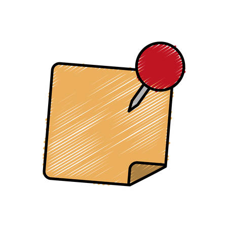 note with office pin icon over white background vector illustrationのイラスト素材
