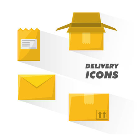 deivery service of box package and message information vector illustrationのイラスト素材