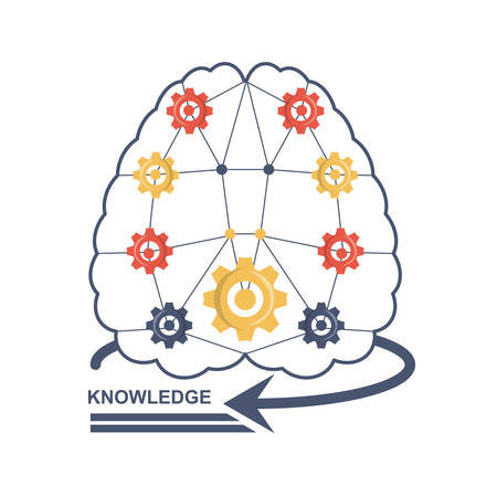 brain with gears idea to knowedge vector illustrationのイラスト素材