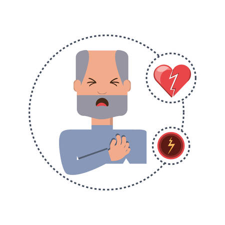 man with heart atack symptoms and condition vector illustrationのイラスト素材