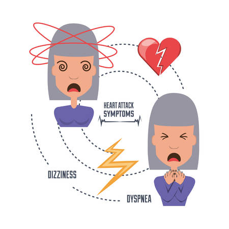 woman with heart attack symptoms and condition vector illustrationのイラスト素材