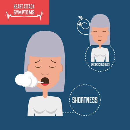 woman with heart attack symptoms and condition vector illustrationのイラスト素材