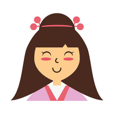 Cute woman japanese cartoon over white background iconのイラスト素材