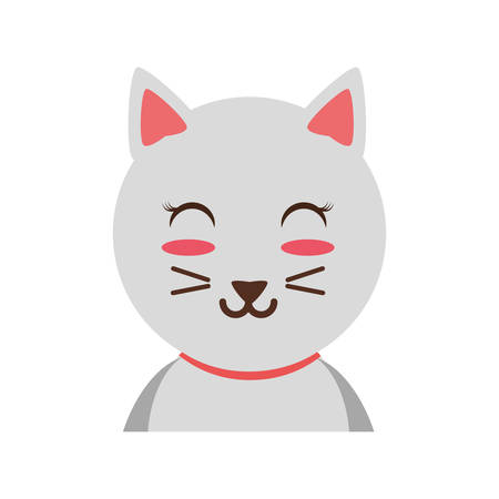 Cute cat cartoon over white background iconのイラスト素材