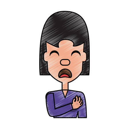 Woman with heart attack face background vector illustrationのイラスト素材