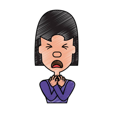 Woman with heart attack face background vector illustrationのイラスト素材