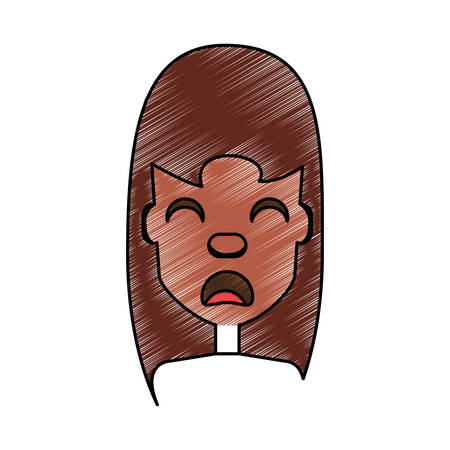 Woman with heart attack face over white background iconのイラスト素材