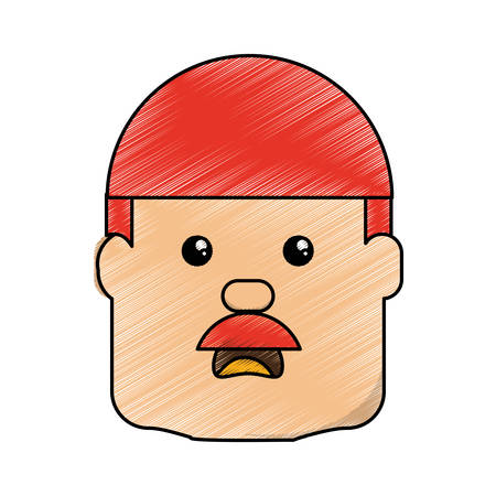 Man with heart attack face cartoon over white background iconのイラスト素材