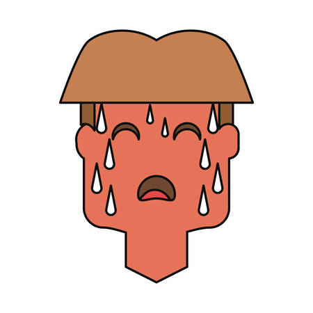 Man with heart attack face cartoon over white background iconのイラスト素材