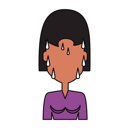 Woman with heart attack face over white background iconのイラスト素材
