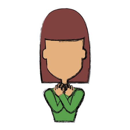 Woman with heart attack face over white background iconのイラスト素材