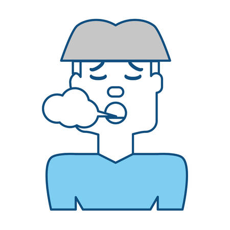 Man smoking cartoon over white background iconのイラスト素材