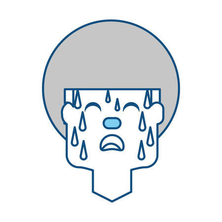 Man with heart attack face cartoon over white background iconのイラスト素材
