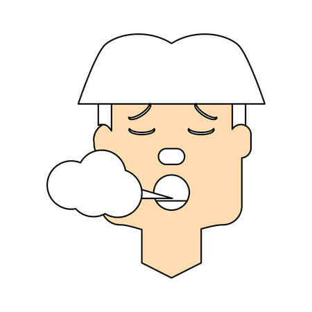 Man smoking cartoon over white background iconのイラスト素材