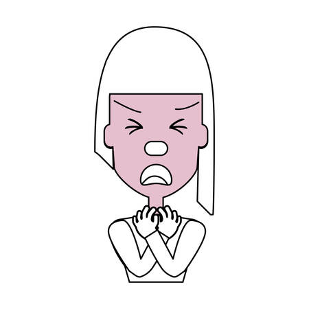 Woman with heart attack face over white background iconのイラスト素材