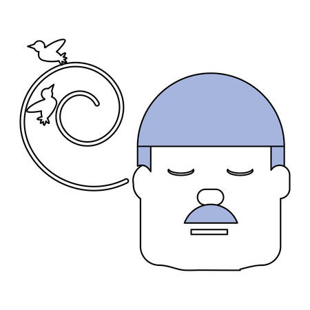 Man listening birds over white background iconのイラスト素材