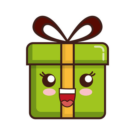 kawaii gift box icon over white background vector illustrationのイラスト素材