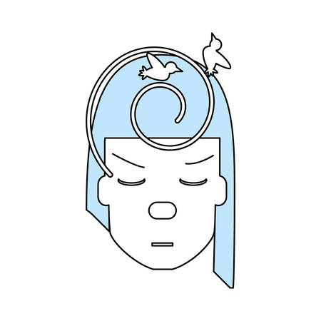 Woman listening birds over white background iconのイラスト素材