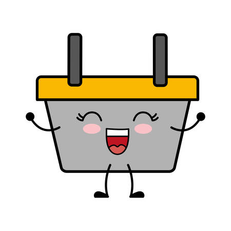 kawaii shopping basket icon over white background vector illustrationのイラスト素材