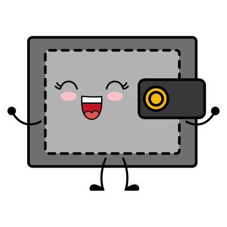 kawaii wallet icon over white background vector illustrationのイラスト素材