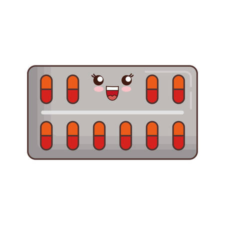 Medicine Tablets Blister Pack icon over white background vector illustrationのイラスト素材