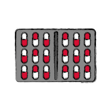 Medicine Tablets Blister Pack icon over white background vector illustrationのイラスト素材