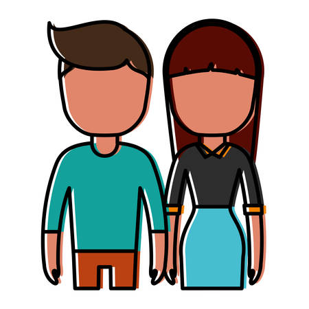 couple of man and woman icon over white background colorful design vector illustrationのイラスト素材