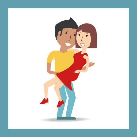 happy couple lover with romantic relationship vector illustrationのイラスト素材