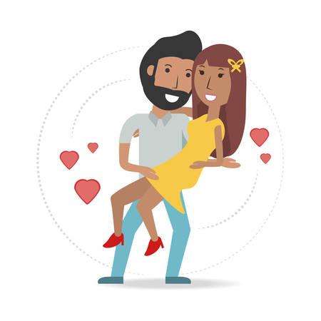 couple lover and romantic relationship with hearts vector illustrationのイラスト素材