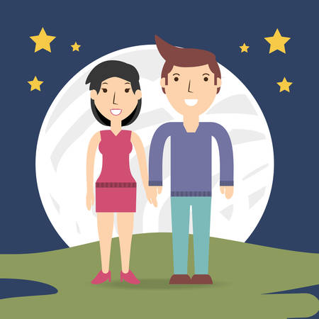 happy couple lover with romantic relationship vector illustrationのイラスト素材