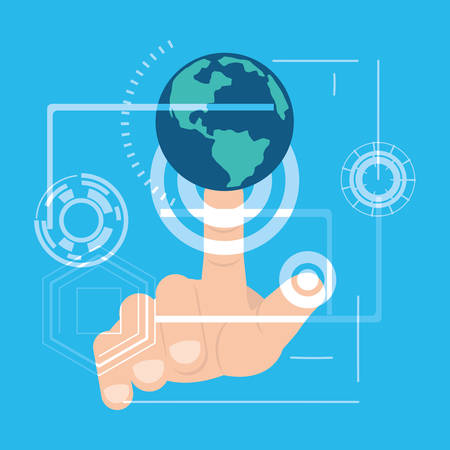 fingerprint authentication digital technology connection vector illustrationのイラスト素材