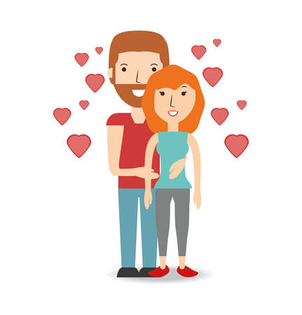 couple lover and romantic relationship with hearts vector illustrationのイラスト素材