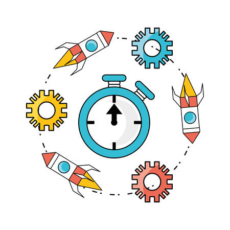 technology data process to teamwork development vector illustrationのイラスト素材