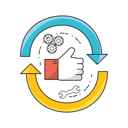 technology data process to teamwork development vector illustrationのイラスト素材