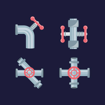 flat set icon tools plumbing vector illustrationのイラスト素材