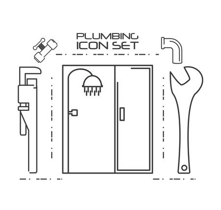 flat set icon bathroom and tools plumbing vector illustrationのイラスト素材