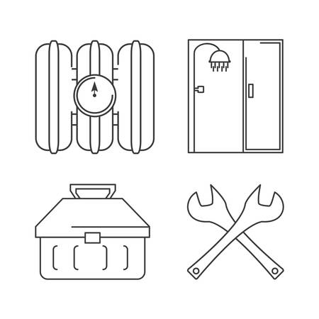 flat set icon tools plumbing vector illustrationのイラスト素材