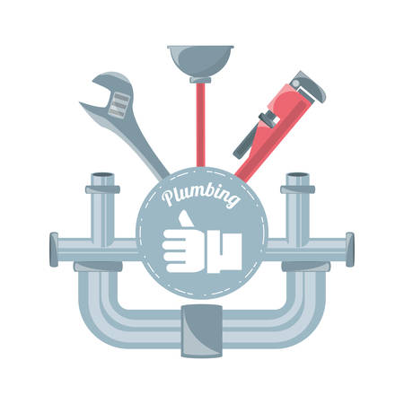 flat set icon tools plumbing vector illustrationのイラスト素材