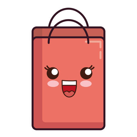 kawaii shopping bag icon over white background vector illustrationのイラスト素材