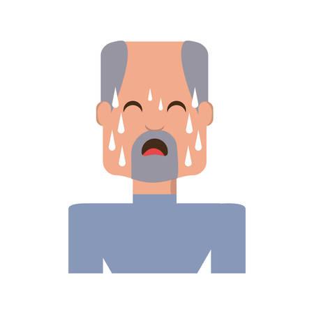 Man with heart attack face cartoon over white background iconのイラスト素材
