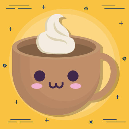coffee mug icon over yellow background colorful design vector illustrationのイラスト素材