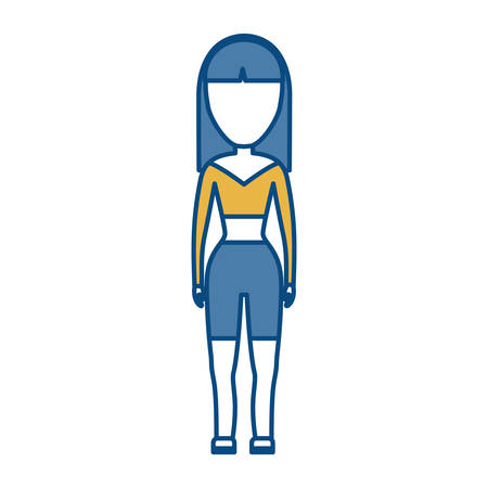 avatar Woman standing and wearing casual clothes icon over white background colorful design  vector illustrationのイラスト素材