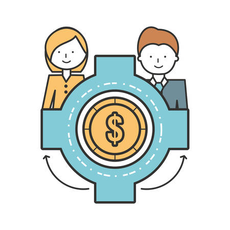 professional businesspeople with company strategy information vector illustrationのイラスト素材