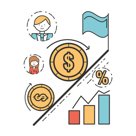 businesspeople with company strategy documents vector illustrationのイラスト素材