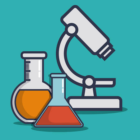 microscope and medical equipment related icons over blue background colorful design vector illustrationのイラスト素材
