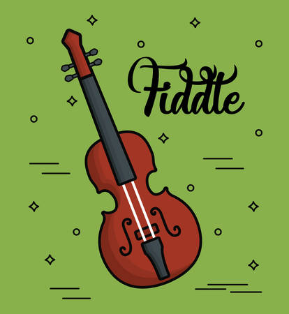 fiddle  instrument icon over green background colorful design vector illustrationのイラスト素材