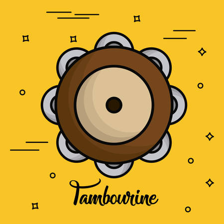 tambourine instrument icon over yellow background colorful design vector illustrationのイラスト素材