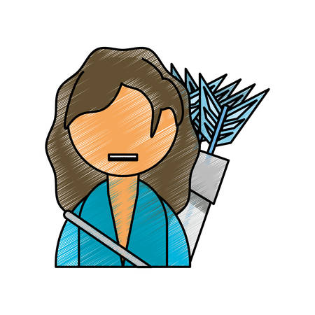 Woman with bow arrows icon vector illustration graphic designのイラスト素材