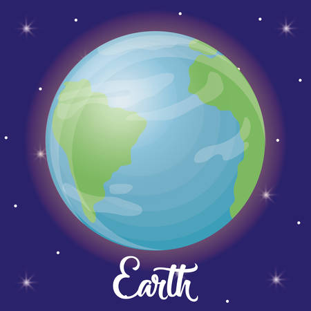 earth planet icon over galaxy background colorful design vector illustrationのイラスト素材
